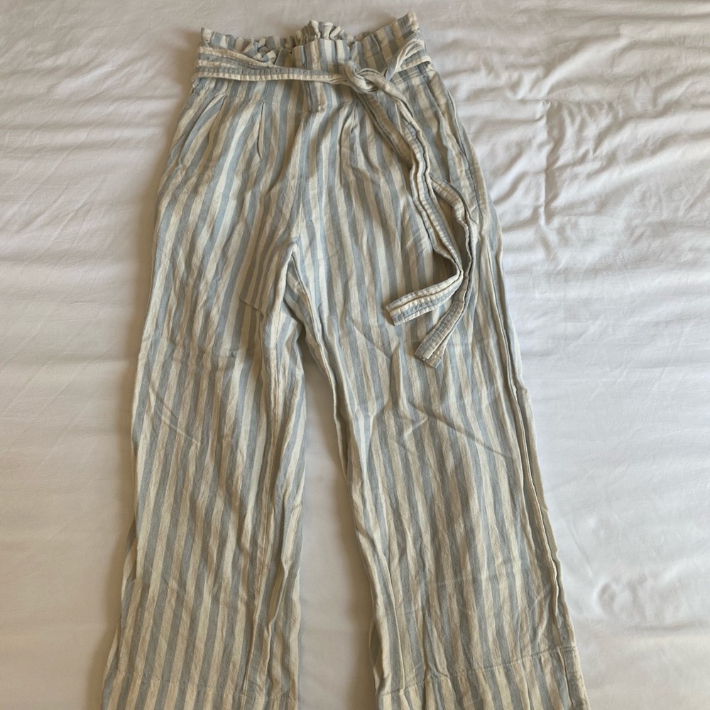 Madewell Linen Striped Paperbag Pants
